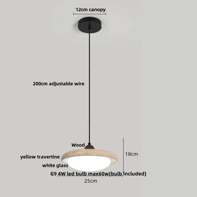 Helnys Nordic LED Pendant Lights Wood White Glass Yellow Travertine Hanging Lamp