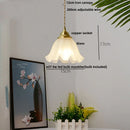 Helnys White Glass LED Pendant Lamp, Copper Hanging Light