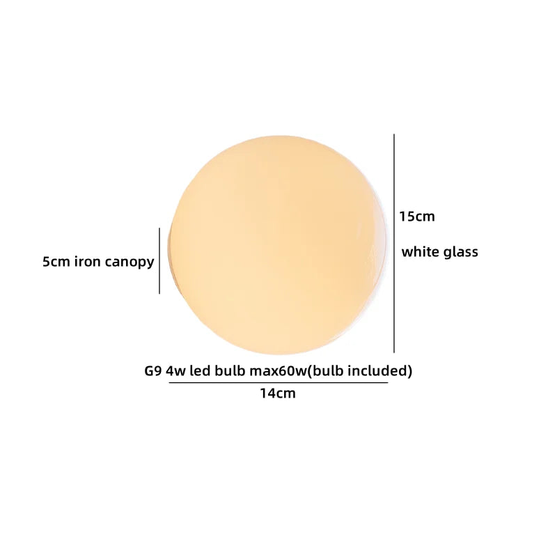 Helnys White Glass Ball LED Wall Sconce - Wireless Wall Light Fixture