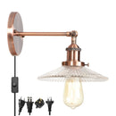 Helnys Industrial Loft LED Wall Lights Plug In Iron Bedside Lamp for Bedroom