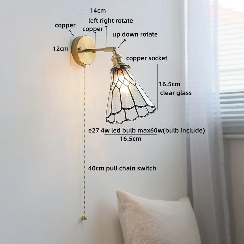 Helnys LED Glass Wall Lamps for Kids Bedroom, Nordic Design Mirror Light