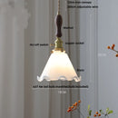 Helnys Nordic LED Pendant Lamp with Adjustable Brass Knob Switch & White Glass