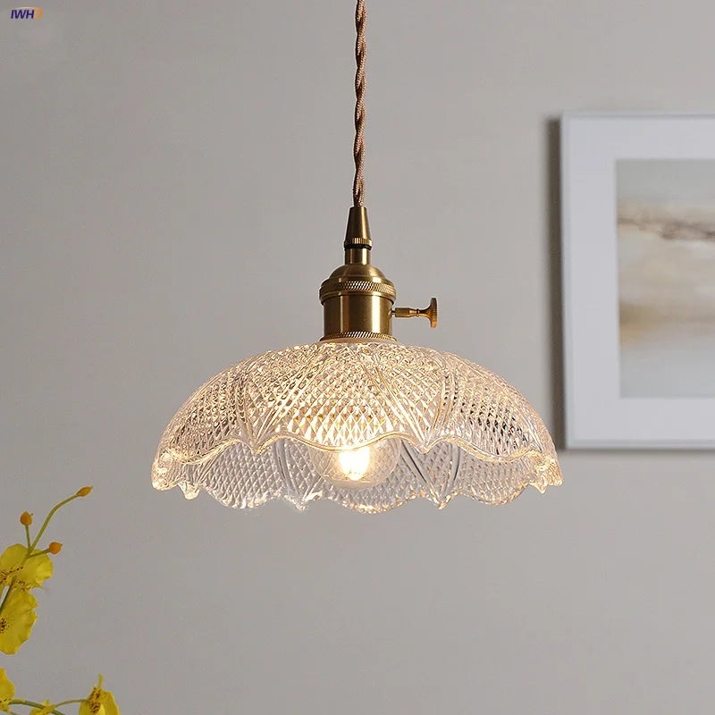 Helnys Clear Glass Copper LED Pendant Lamp for Modern Nordic Home Decor