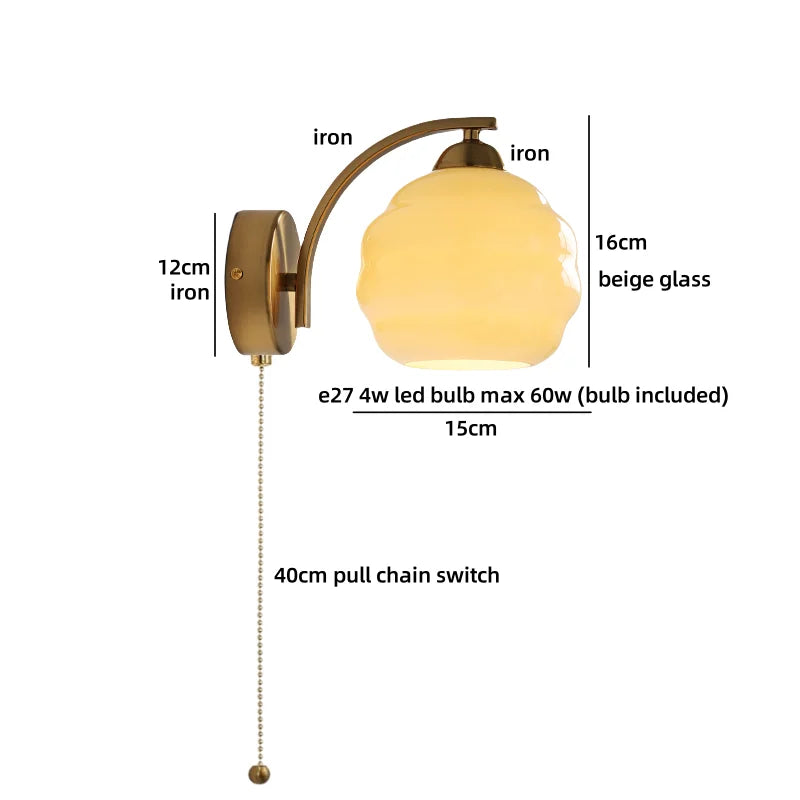 Helnys Gold Brass Resin LED Wall Light Fixture Wood Base Stair Decor Art Lamp