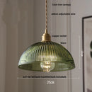 Helnys Amber Glass LED Pendant Lamp Nordic Modern Walnut Wood Copper Hanging Light