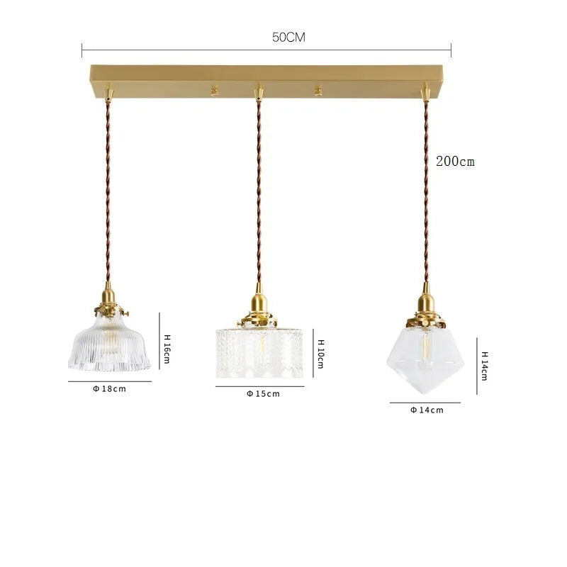 Helnys Clear Glass LED Pendant Light - Copper Nordic Modern Hanging Lamp