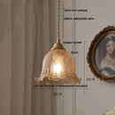 Helnys Amber Glass LED Pendant Lamp Nordic Modern Walnut Wood Copper Hanging Light