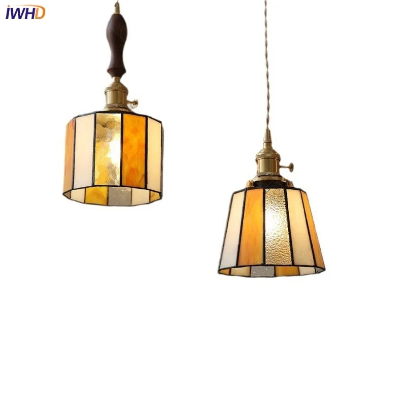 Helnys Adjustable LED Pendant Lamp with Copper Knob Switch for Dining Room