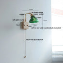 Helnys Rotatable Walnut Wood LED Wall Sconce Glass Pull Chain Switch Nordic Stair Light