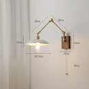 Helnys Nordic Ceramic Wall Lamp with Pull Chain Switch, LED Living Room Bedroom Light