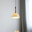 Helnys Round Wood White Ceramic LED Pendant Lamp for Home Decor