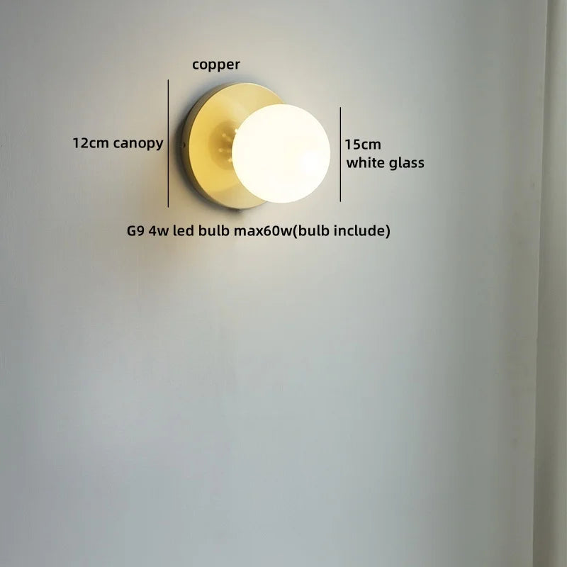 Helnys Wabi Sabi LED Wall Sconce White Glass Walnut Wood Modern Decor