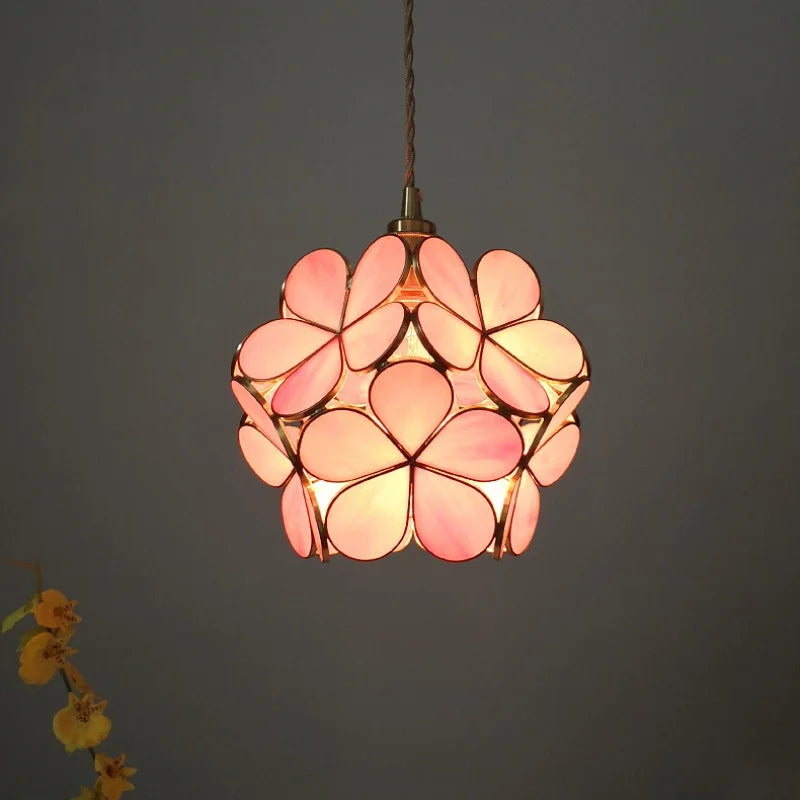 Helnys Glass Flower LED Pendant Light Modern Luxury Fixture for Living Room