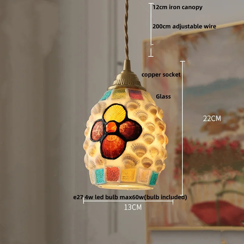 Helnys Walnut Wood LED Glass Pendant Light Fixture - Modern Nordic Hanging Lamp