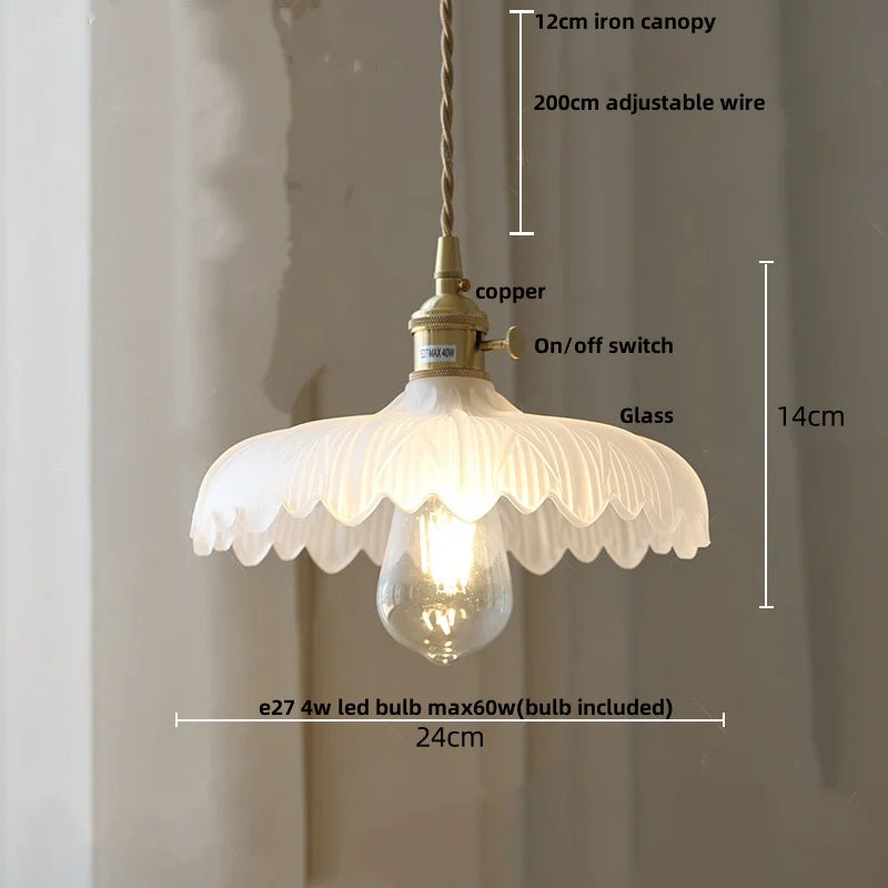 Helnys Amber Glass LED Hanging Lamp Adjustable Nordic Stair Pendant Light