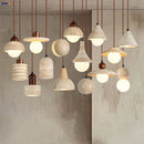 Helnys Yellow Travertine Stone LED Pendant Light Fixture