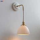 Helnys Ceramic LED Wall Sconce Copper Arm Adjustable Mirror Light