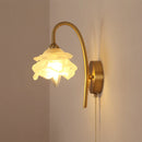 Helnys Glass LED Wall Sconce Pull Chain Switch Copper Base Stair Light