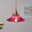 Helnys Purple Flower Glass LED Pendant Lamp Adjustable Modern Hanging Light
