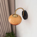 Helnys Nordic Round Glass LED Wall Lights with Wood Base