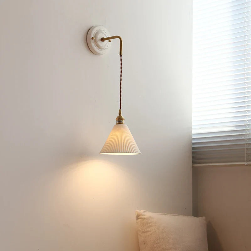 Helnys Ceramic LED Wall Sconce with Adjustable Copper Arm - Nordic Modern Style