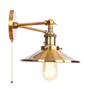 Helnys Gold Vintage 2 Heads LED Wall Lights Industrial Pull Chain Switch Lamp