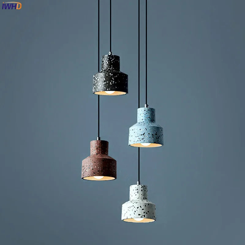 Helnys Cement LED Pendant Lamp for Bedroom Stair Balcony Living Room