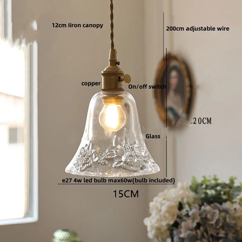 Helnys Amber Glass LED Pendant Light Fixture Modern Simple Adjustable Hanging Light