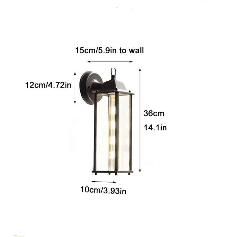Helnys Outdoor E27 Wall Lantern Sconce Black for Entryway Porch Patio Garage