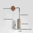 Helnys Adjustable LED Wall Lamp Pull Chain Switch Wood Nordic Modern Yellow Travertine