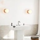 Helnys LED Wall Lights Pull Chain Switch Japan Style White Glass Yellow Travertine