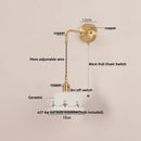 Helnys Ceramic LED Wall Lamp with Pull Chain Switch - Up Down Rotate Copper Mirror Light