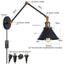 Helnys Industrial Iron LED Wall Lamp with Pull Chain Switch