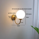 Helnys Round Glass Ball LED Wall Light - Gold Brass Base Nordic Bedroom Bedside Lamp
