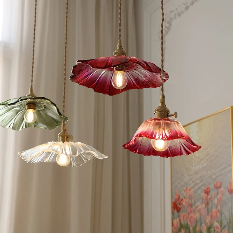 Helnys Glass Brass LED Pendant Light for Home Decor Dining Room Study