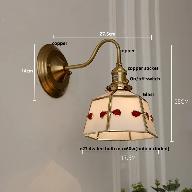 Helnys Green Glass LED Wall Lamp Sconce Vintage Loft Stair Light Fixtures Wandlamp