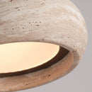 Helnys Yellow Travertine Round LED Pendant Lamp for Cafe Study Living Room
