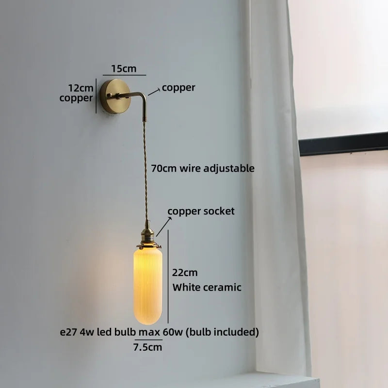 Helnys Ceramic Shade Wall Sconce Art Decor Stair Lighting Fixture Mirror Light