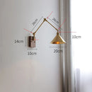 Helnys Nordic Copper LED Wall Lamp with Pull Chain Switch, Wooden Canopy