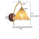 Helynys Glass Flower LED Wall Light - Bedroom Luxury Vintage Wood Wall Lamp