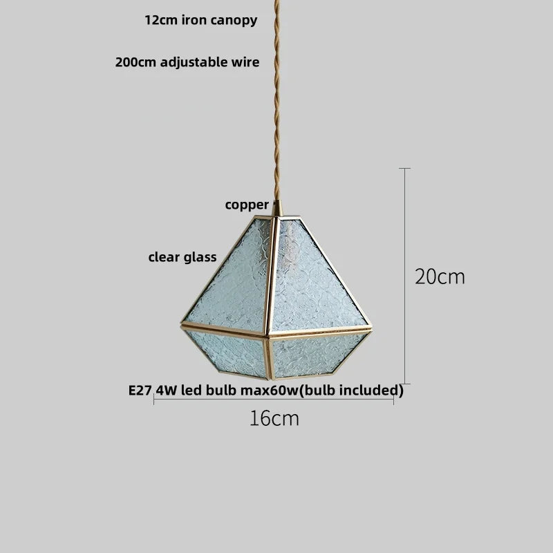 Helnys Blue Glass LED Pendant Light - Nordic Modern Adjustable Hanging Lamp