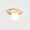 Helnys Yellow Travertine LED Ceiling Light for Home Decor, Indoor Kitchen Lamp