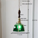 Helnys Green Glass LED Pendant Lamp Coffee Hallway Living Room Vintage Copper