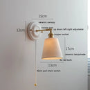 Helnys Ceramic LED Wall Sconce - Copper Arm, Adjustable Pull Chain Switch