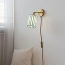 Helnys LED Wall Light: Japan Style, Children's Room Decor, Blue & White Glass, E27 Bulb