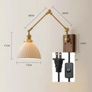 Helnys Copper Swing Arm LED Wall Light with Pull Chain Switch and Walnut Canopy