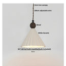 Helnys Minimalism LED Pendant Lamp Ceramic Wood Hanging Light Fixture