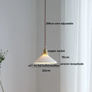 Helnys Ceramic LED Pendant Light with Wood Handle and Copper Socket