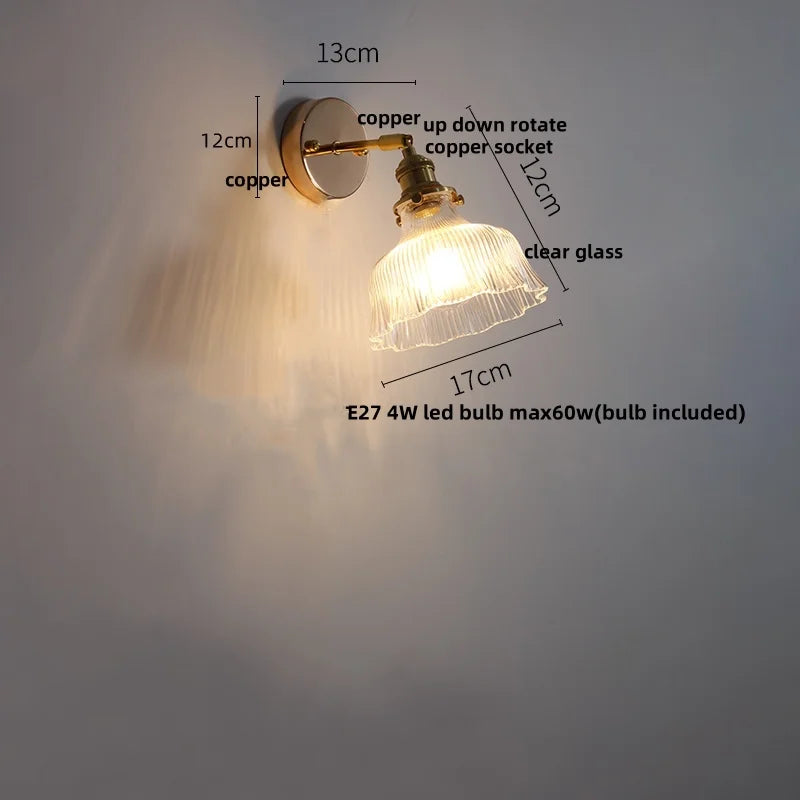 Helnys Clear Glass LED Wall Lamp Sconce, Modern Nordic Rotate Stair Light