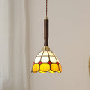 Helnys Flower Glass LED Pendant Light Fixture with Walnut Wood - Stylish Kitchen Hanging Lamp